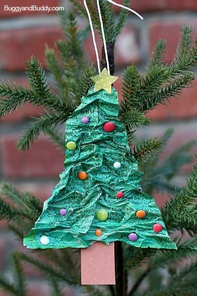 Homemade Christmas Tree Ornament Using Newspaper and Flour by buggy and buddy