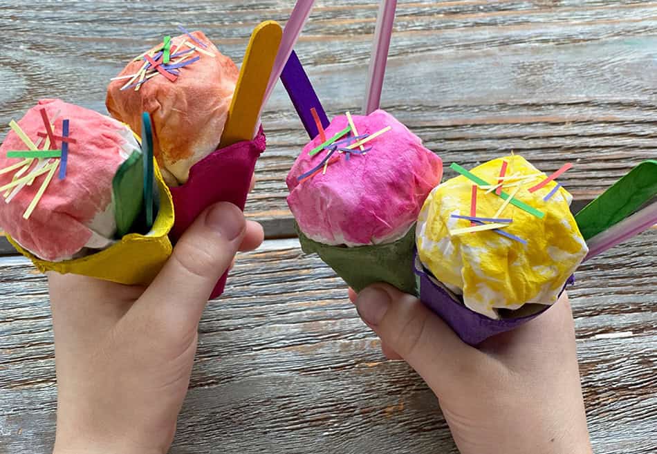 Ice Cream from Egg Carton Craft for Kids Summer