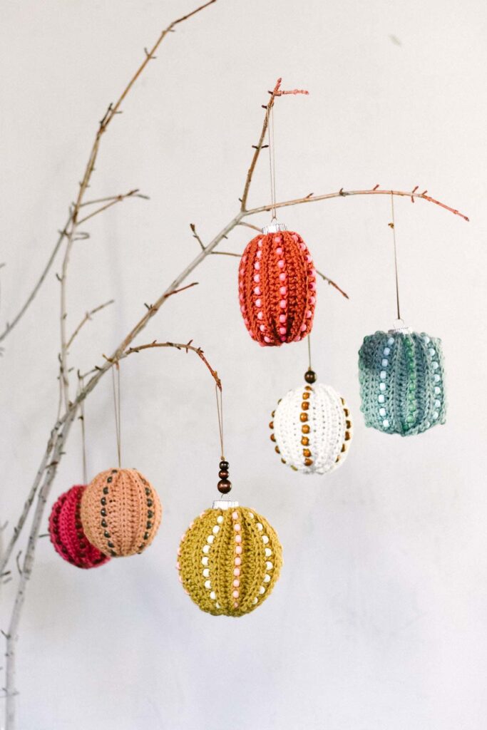 Modern Crochet Bauble Ornaments with Beads by Make Do Crew