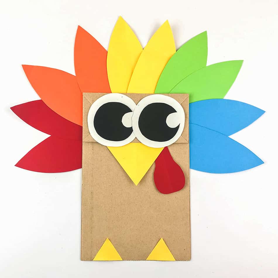 Paper Bag Turkey Craft for Kids Completed