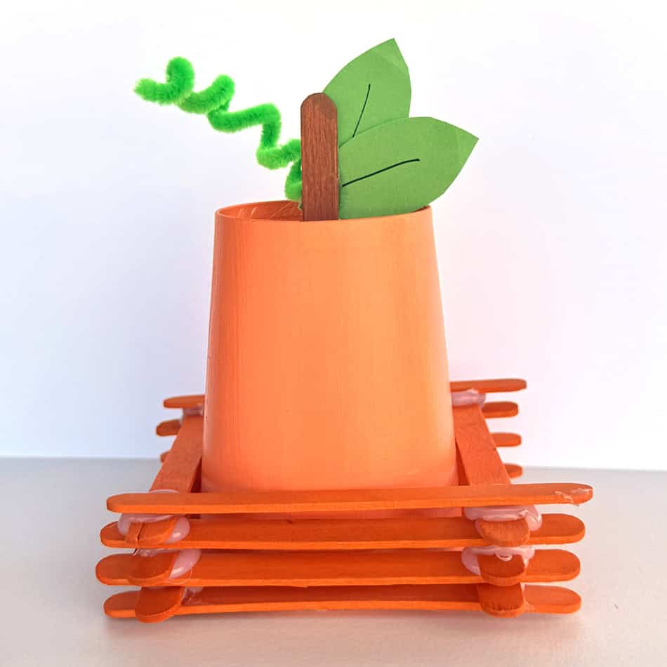 Paper Cup Popsicle Stick Pumpkin Craft for Kids Step 6