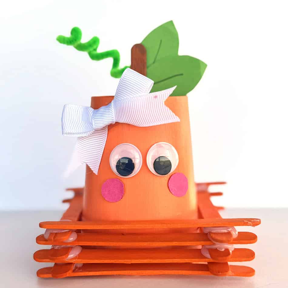 Paper Cup Popsicle Stick Pumpkin Craft for Kids Step 7