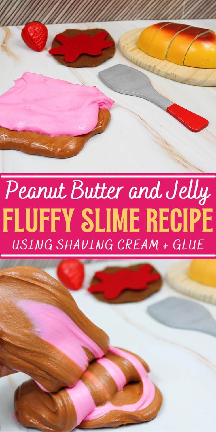 Peanut Butter and Jelly Fluffy Slime Recipe with Foamy Shaving Cream, Elmer Glue, Borax