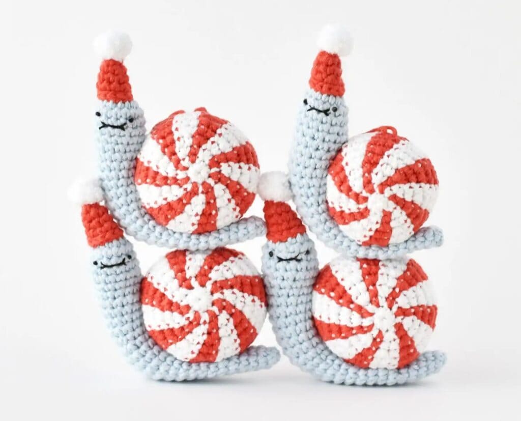 Peppermint Party Snail Ornament by Tiny Curl