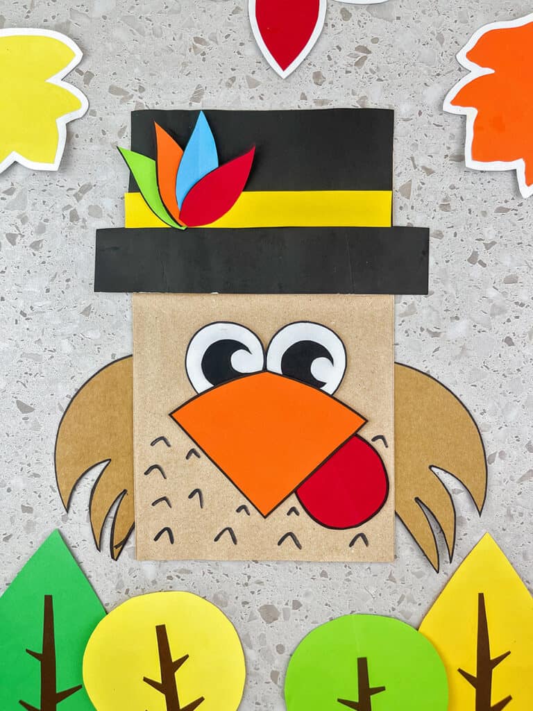 Pilgrim Paper Bag Thanksgiving Turkey Craft for Kids