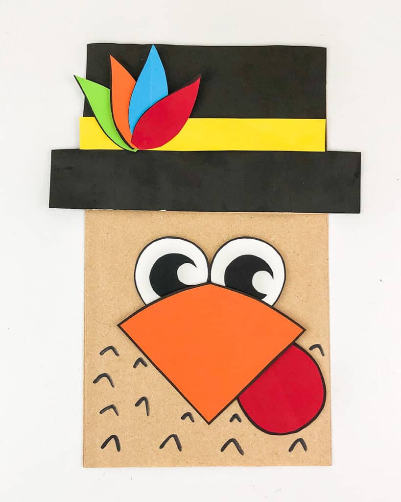 Pilgrim Paper Bag Thanksgiving Turkey Feathers on Body
