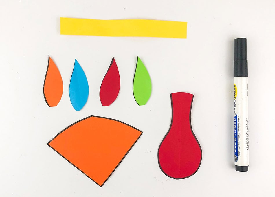 Pilgrim Paper Bag Thanksgiving Turkey Outline Parts