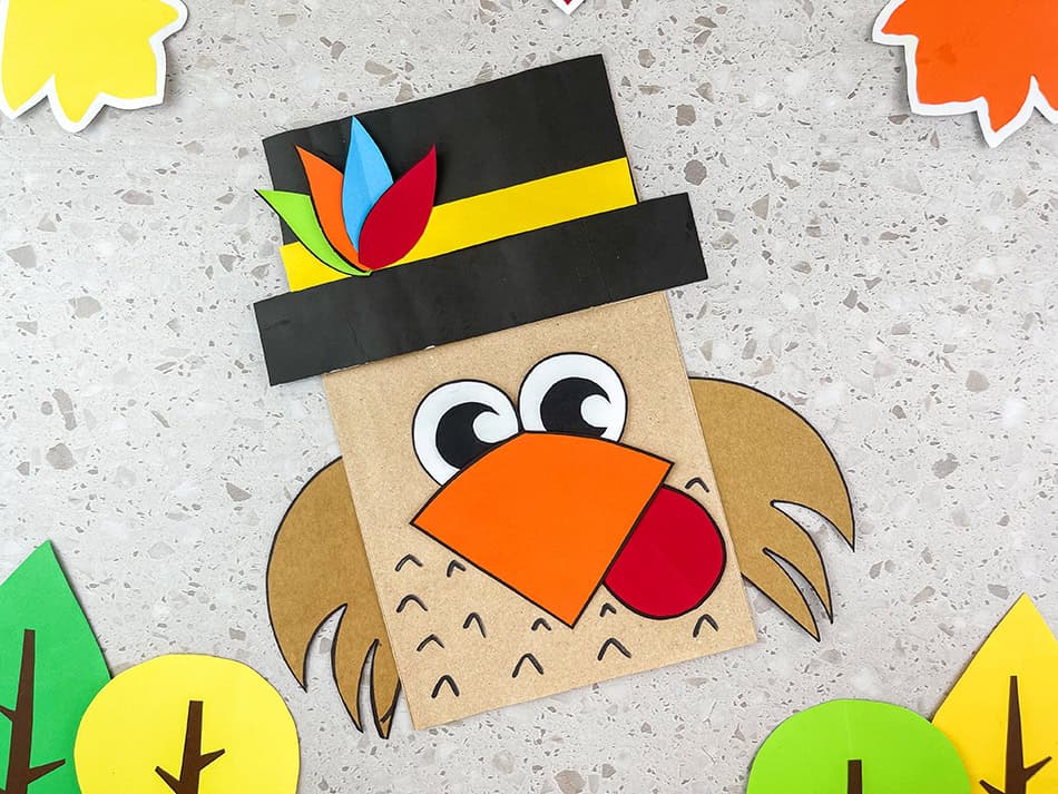 Pilgrim Thanksgiving Turkey Paper Bag Craft for Kids