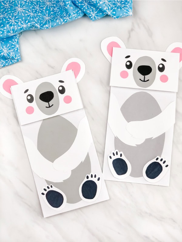 Polar Bear Paper Bag Puppet by simple every day mom