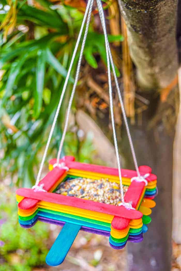 Popsicle Stick Bird Feeder Craft by made with happy