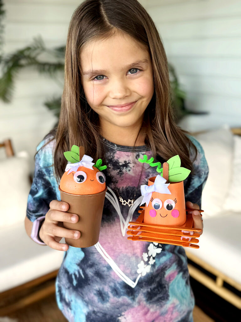 Popsicle Stick Paper Cup Fall Farm Pumpkin Craft for Kids