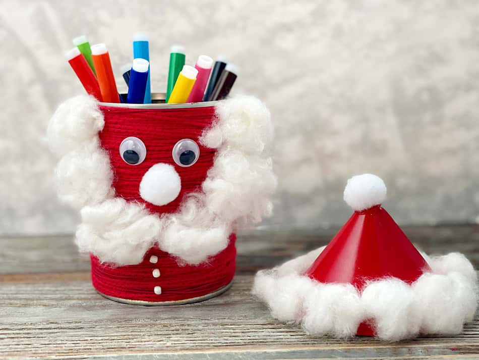 Santa Clause Tin with Yarn Craft for Kids