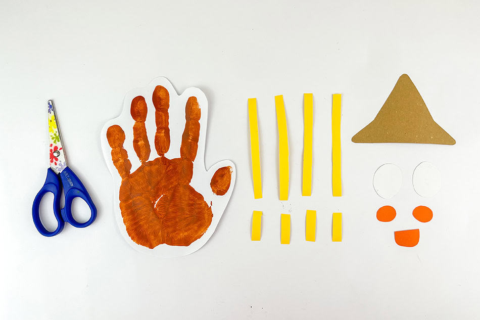 Scarecrow Handprint craft for kids step 2
