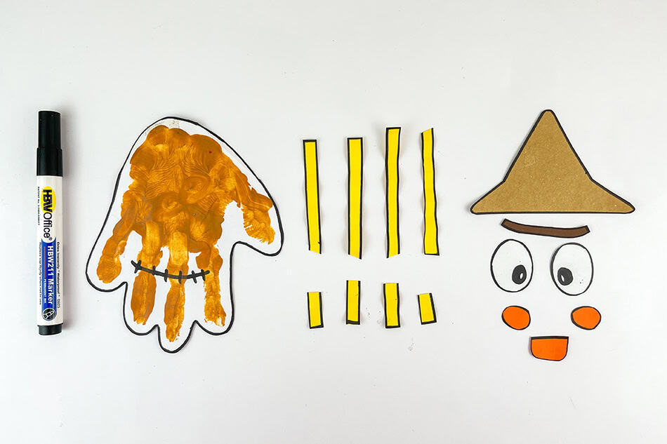 Scarecrow Handprint craft for kids step 3