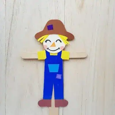 Scarecrow Puppet Craft with Popsicle Stick by easy crafts for kids