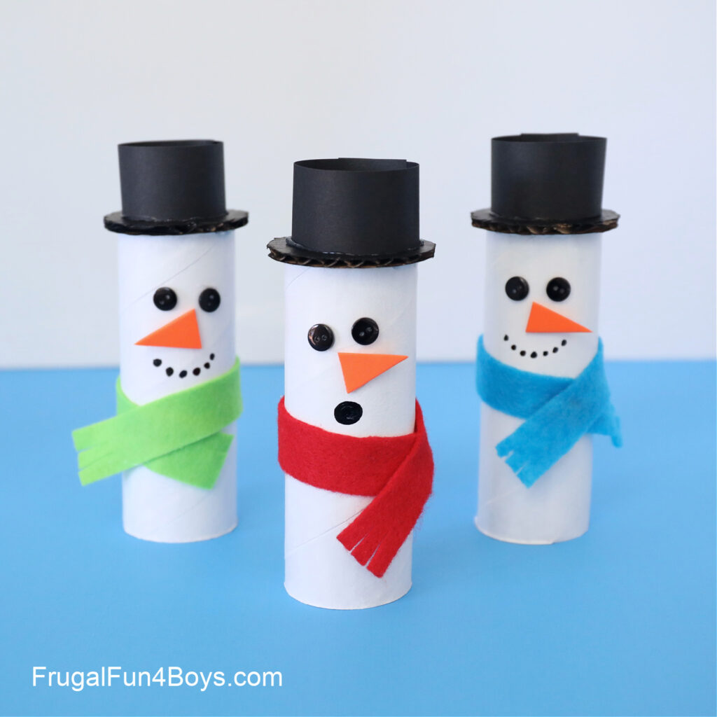 Toilet Paper Roll Snowman Craft by Frugal Fun 4 Boys
