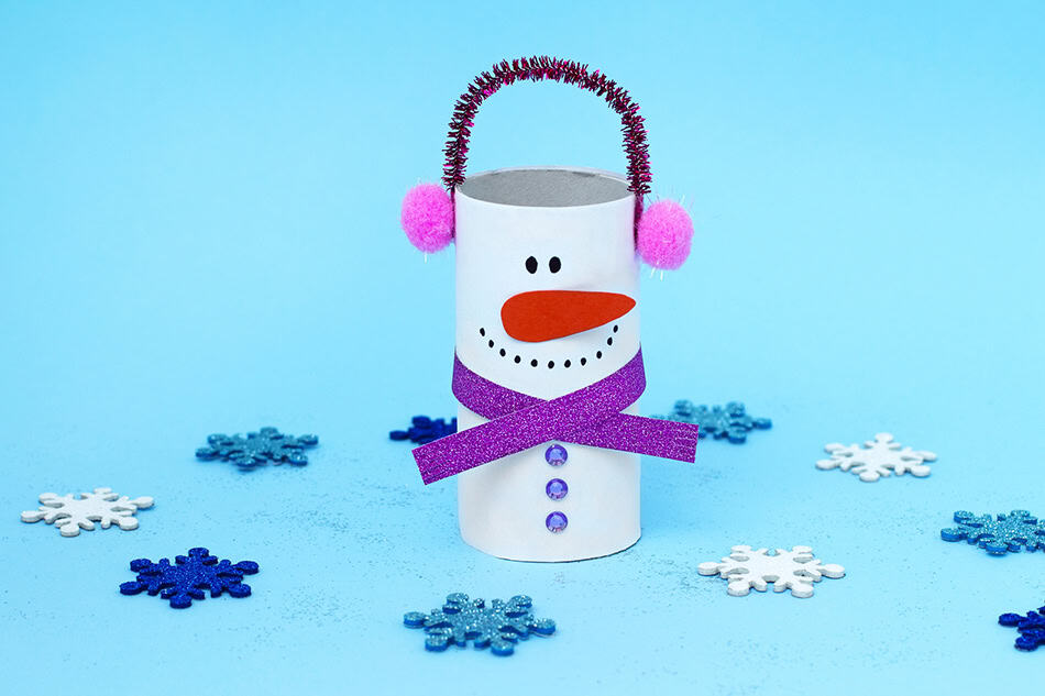 Toilet Paper Roll Snowman with Headphones Craft for Kids