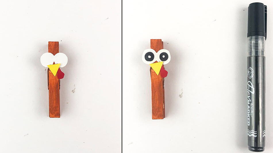 Turkey Clothespin Thanksgiving Craft Eyes