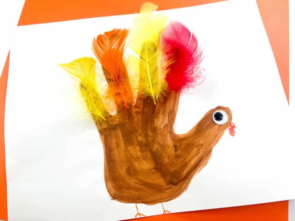 Turkey Handprint Craft for Toddlers by the mindful toddler