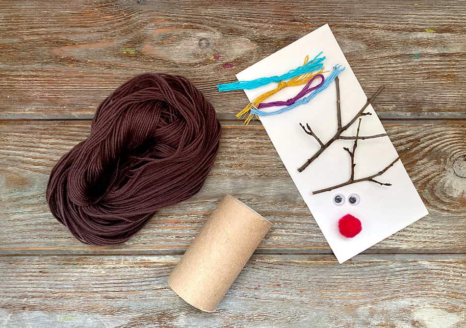 Yarn Reindeer Toilet Paper Roll materials