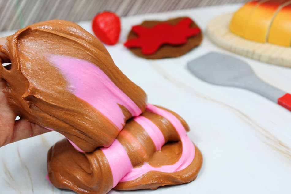 fluffy slime recipe with peanut butter and jelly theme