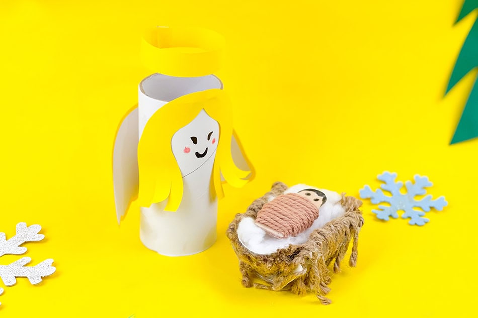 Angel and Baby Jesus Manger Toilet Paper Roll Craft for Kids