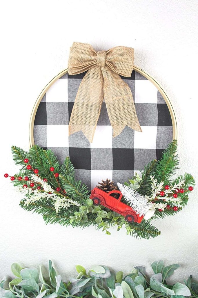 Buffalo Plaid Christmas Hoop Wreath by the FarmGirl Dabs