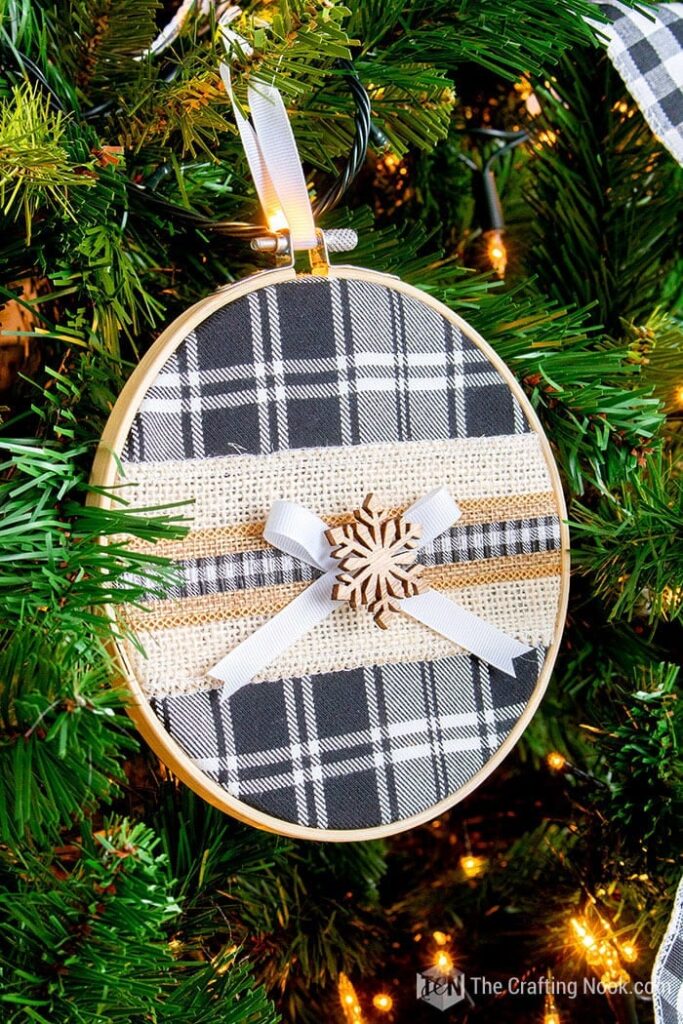 Buffalo Plaid Embroidery Hoop Christmas Ornament by the Crafting Nook