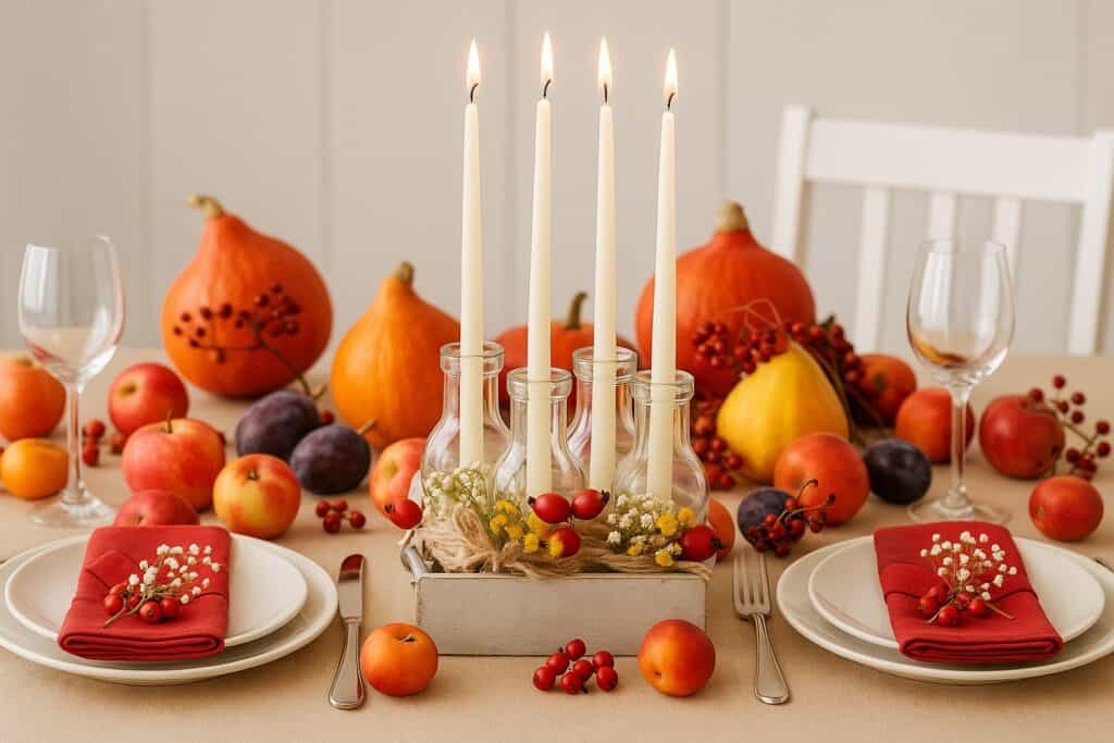 DIY Glass Candle Fall Thanksgiving Centerpiece Craft