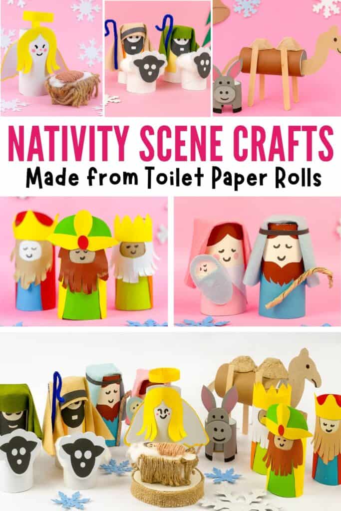 Christmas Baby Jesus Christian Nativity Scene Crafts from Toilet Paper Rolls for Kids
