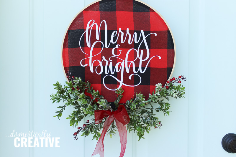 Christmas Buffalo Check Hoop Wreath by Domestically Creative