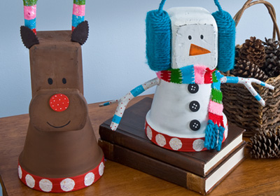 Clay Pot Reindeer Snowman by Fun Family Crafts
