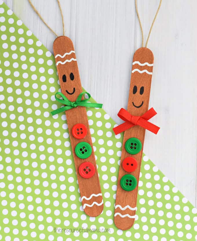 Craft Stick Gingerbread Man Ornament by the Resourceful Mama