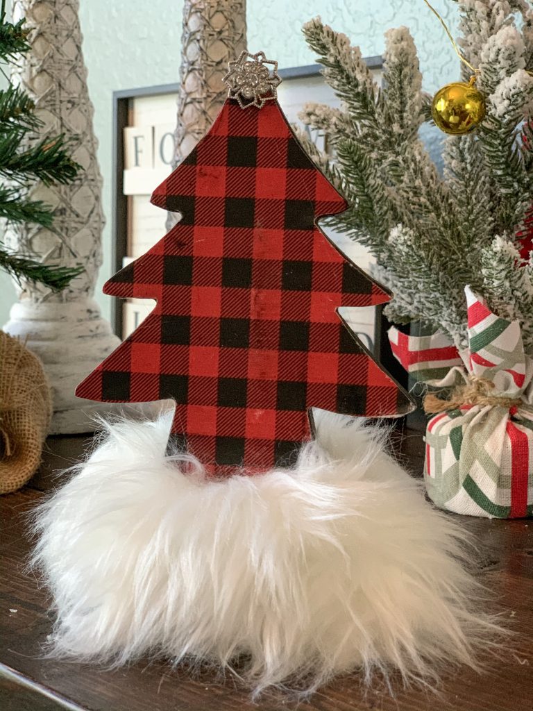 DIY Buffalo Plaid Fur Trees by Be Inspired with Carol