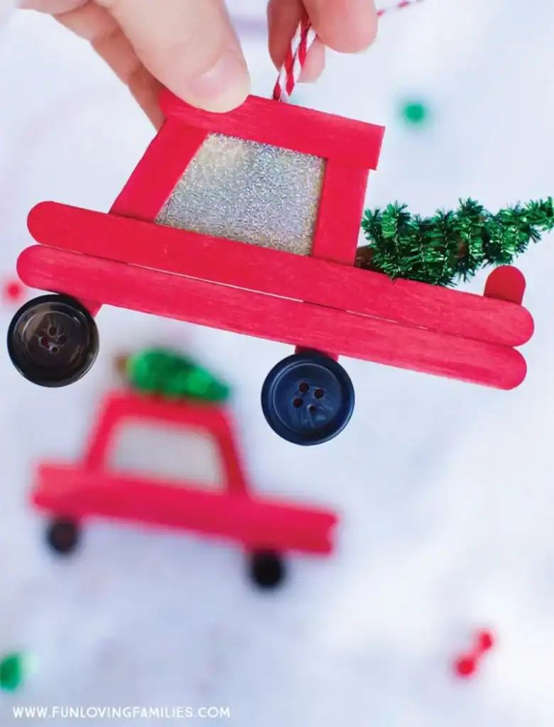 DIY Car and Truck Popsicle Stick Christmas Ornaments by Fun Loving Families