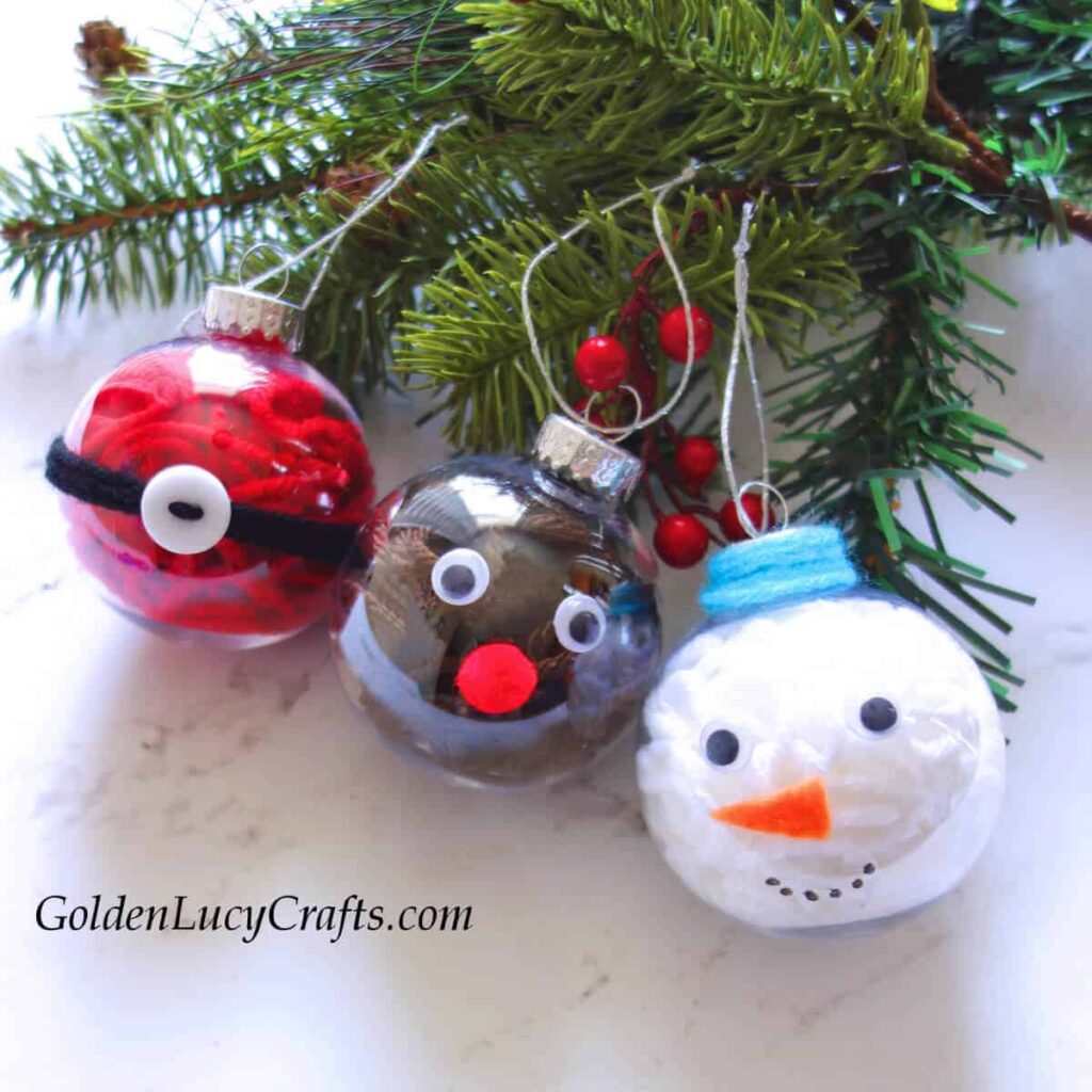 DIY Clear Ball Christmas Ornaments by Golden Lucy Crafts