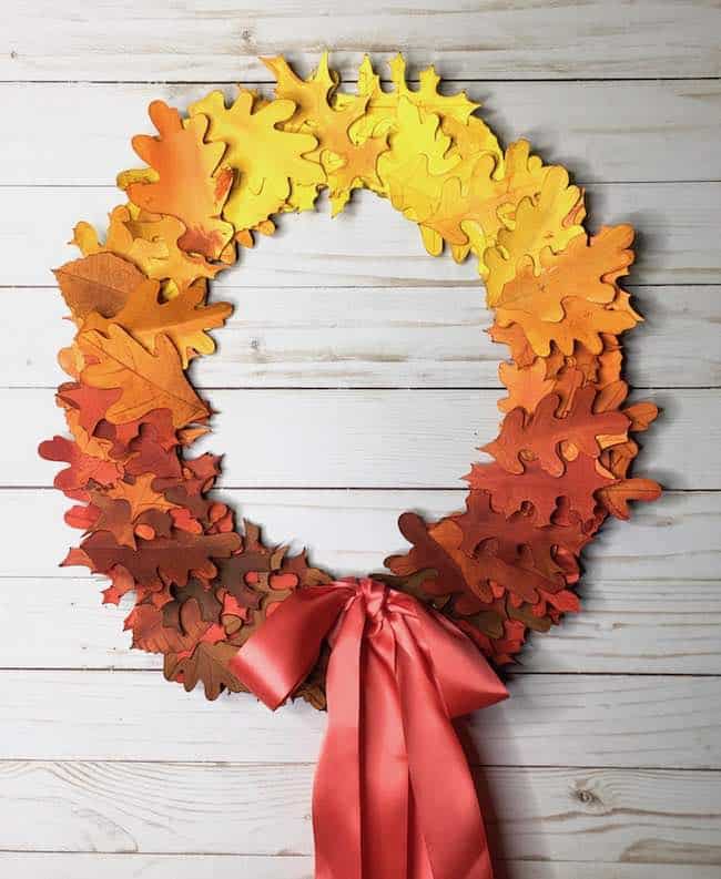 DIY Easy Autumn Paper Leaf Wreath by Paper Glitter Glue
