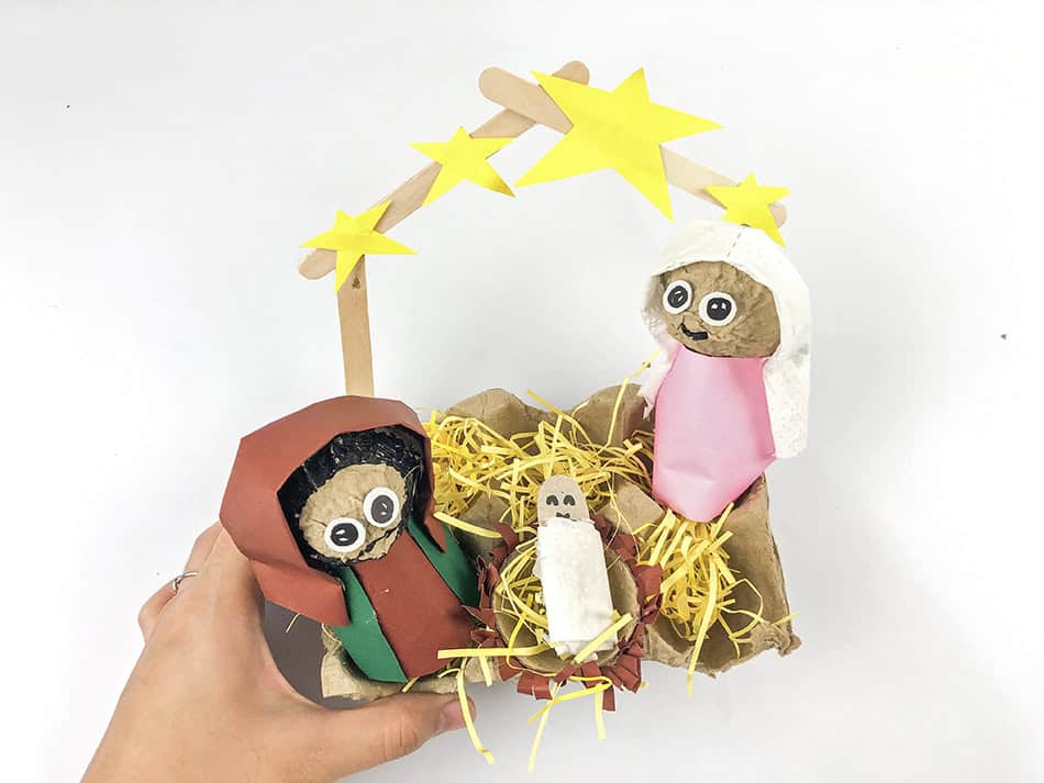 DIY Egg Carton Baby Jesus Nativity Christmas Craft Step 23