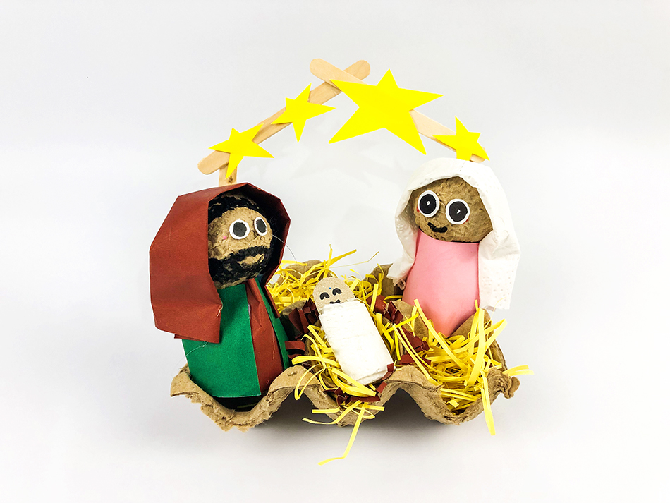 DIY Egg Carton Baby Jesus Nativity Christmas Craft for kids