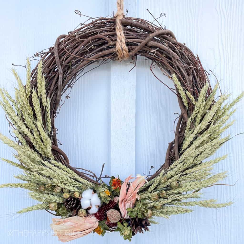DIY Fall Wreath with Dried Florals by The Happy Housie