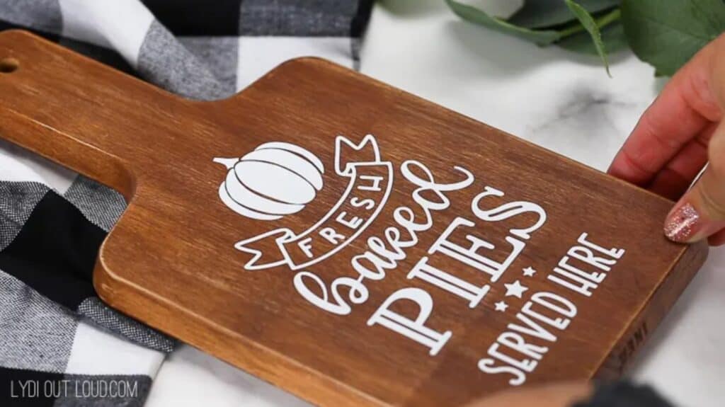 DIY Fresh Baked Pies Cutting Board Sign by Lydi Out Loud