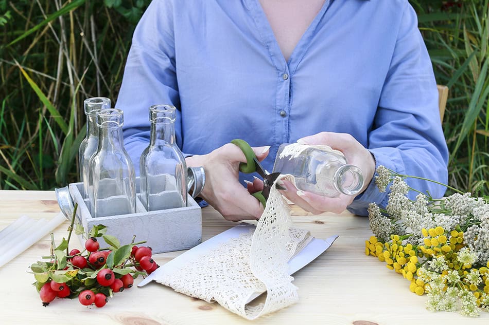 DIY Glass Candle Fall Thanksgiving Centerpiece Step 1