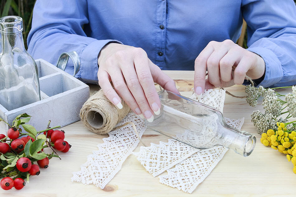 DIY Glass Candle Fall Thanksgiving Centerpiece Step 2