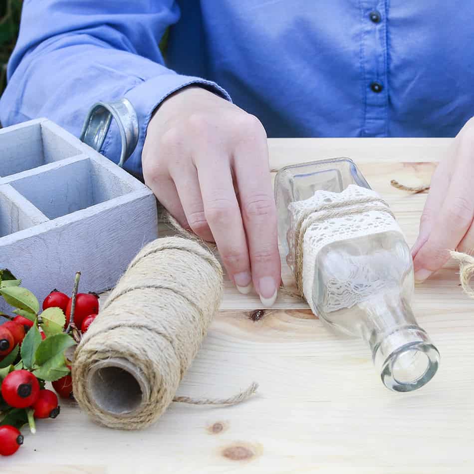 DIY Glass Candle Fall Thanksgiving Centerpiece Step 3