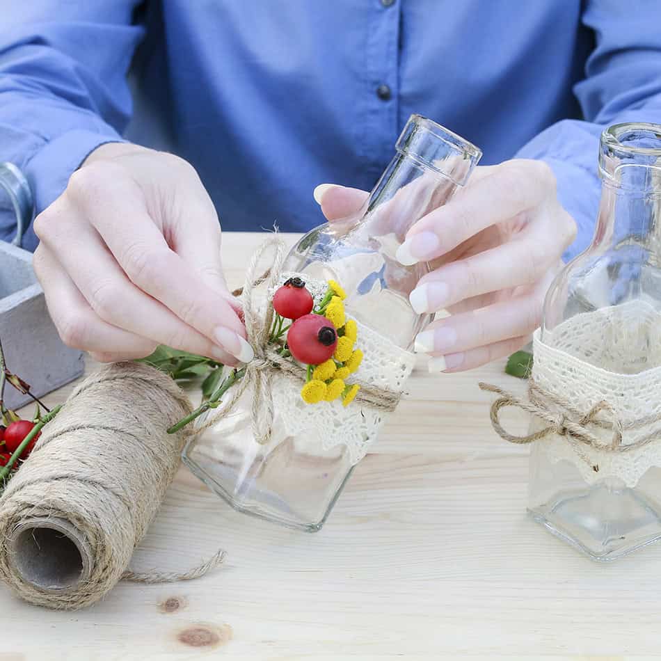 DIY Glass Candle Fall Thanksgiving Centerpiece Step 5