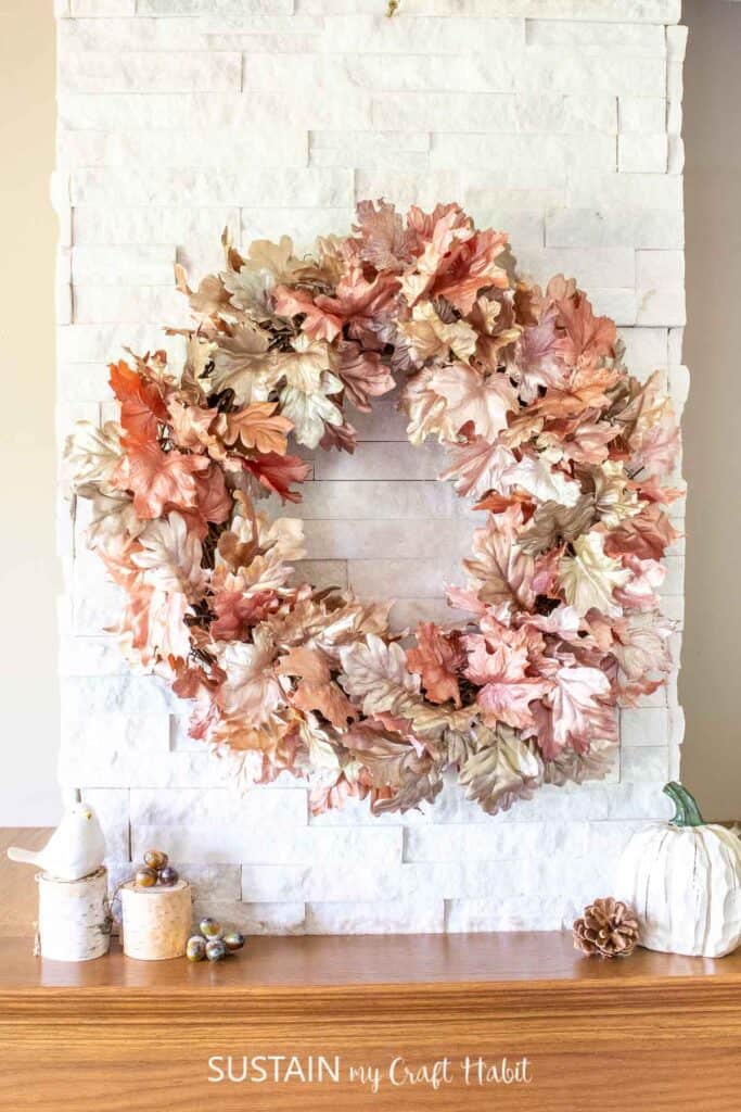 DIY Metallic Fall Leaf Wreath by Sustain my Craft Habit
