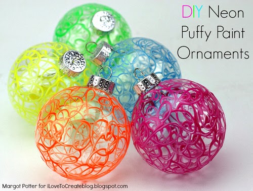 DIY Neon Puffy Paint Ornaments by I love to create blog