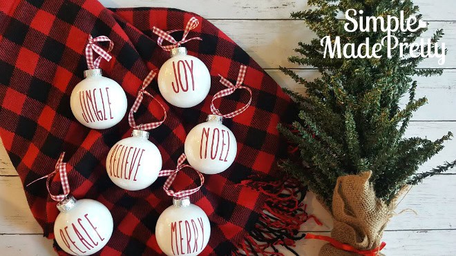DIY Rae Dunn Inspired Christmas Ornaments by Simple Made Pretty