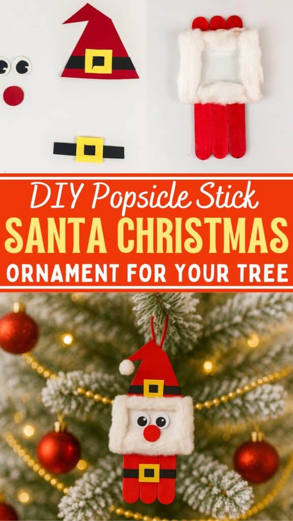 DIY Santa Christmas Popsicle Stick Ornament for Kids to Make