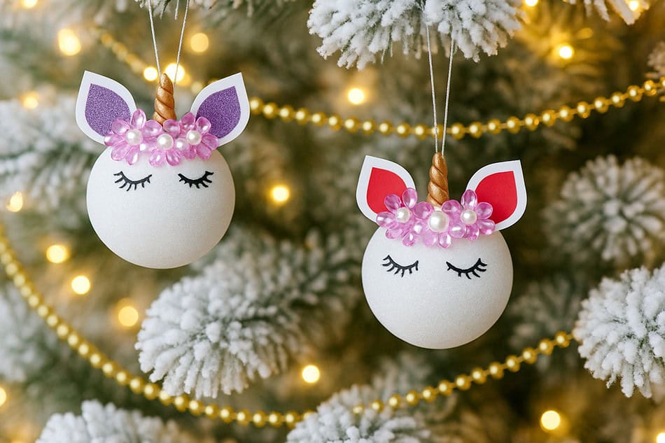DIY Unicorn Glitter Ornaments for Christmas Tutorial